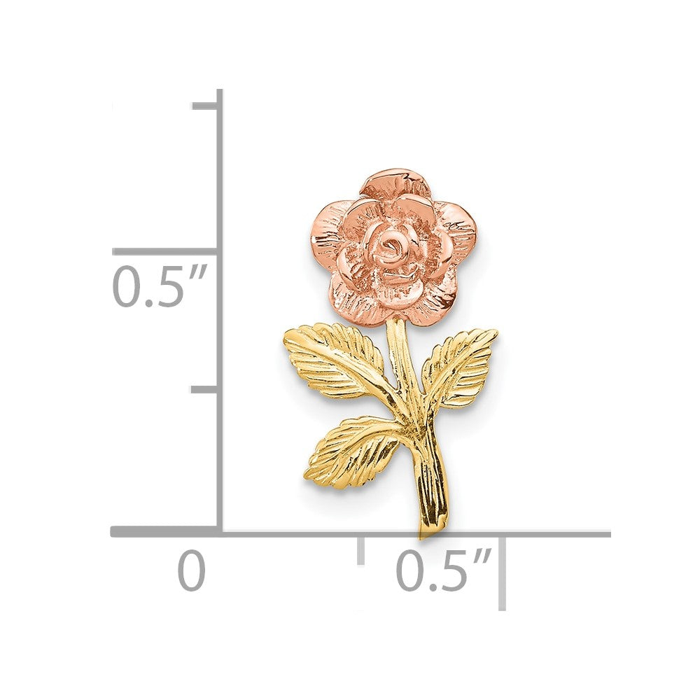 10K Two-Tone 10K Rose Flower Slide