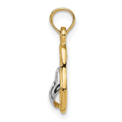 10K Yellow W/Rhodium & Rhodium Single Flip-Flop Pendant