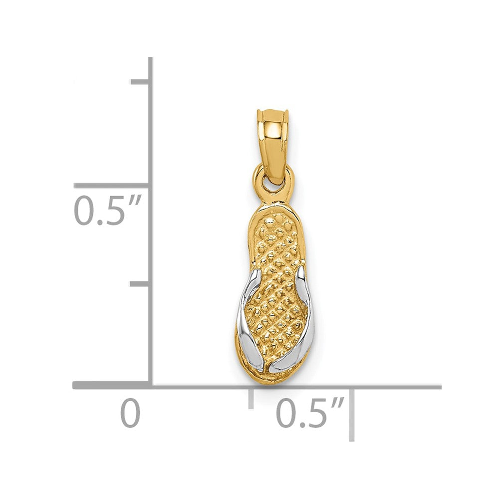 10K Yellow W/Rhodium & Rhodium Single Flip-Flop Pendant