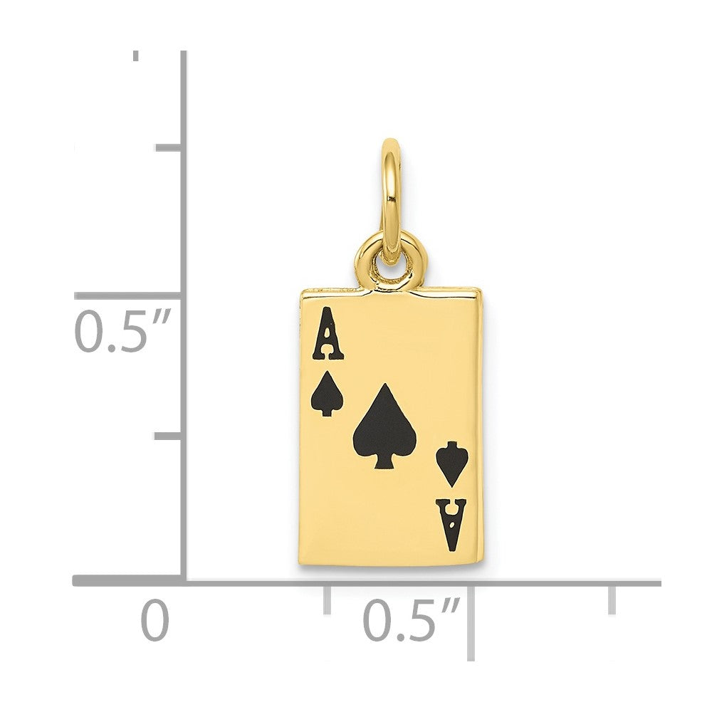 10K Yellow Gold Enameled Ace Of Spades Card Charm