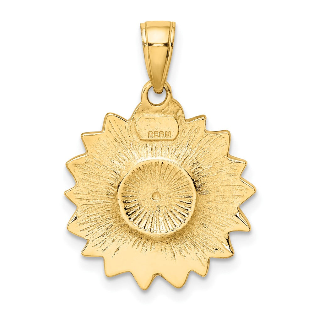 10K Yellow Gold Enameled Sunflower Pendant
