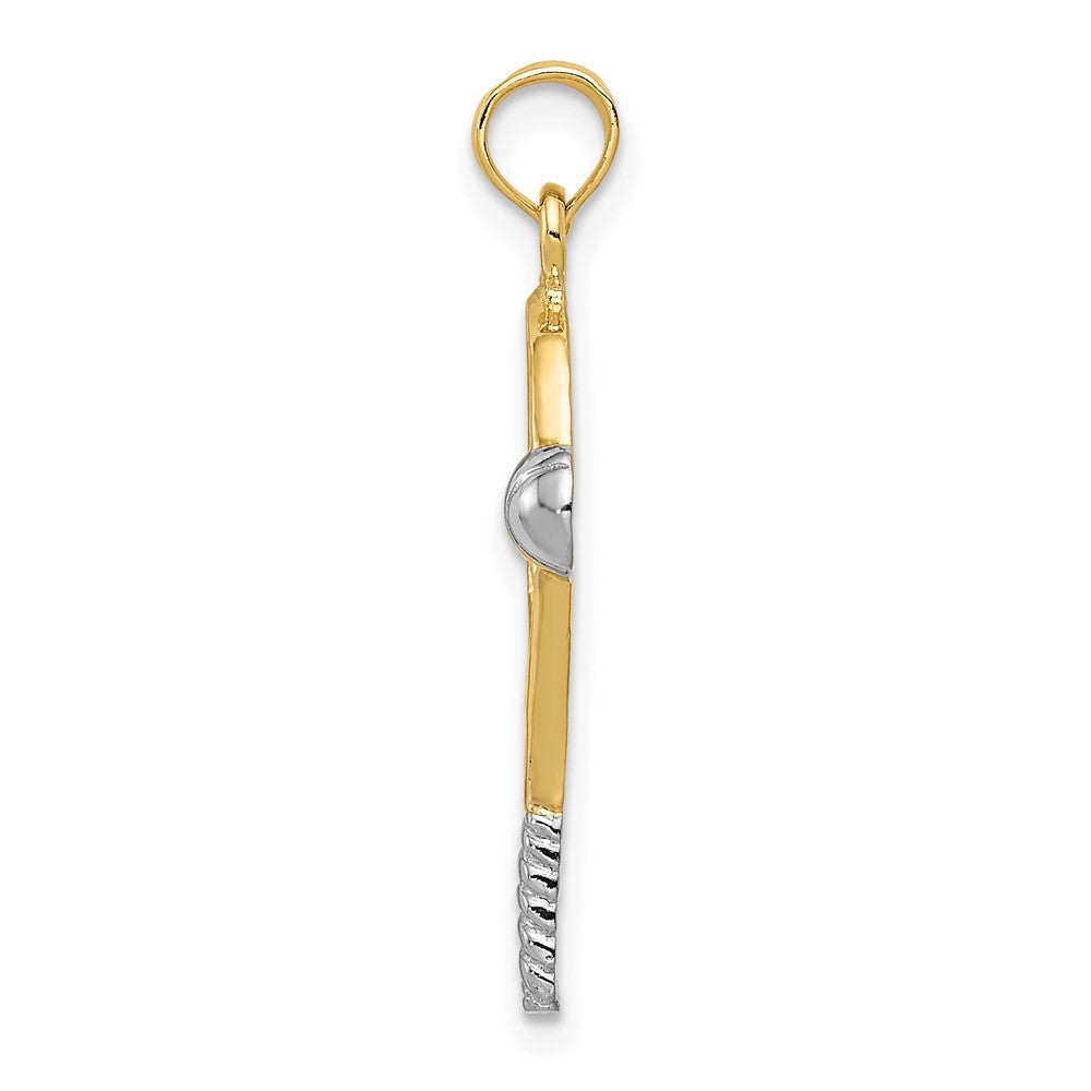 10K Yellow W/Rhodium Polished Tennis Racquet Pendant