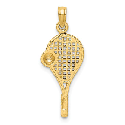 10K Yellow W/Rhodium Polished Tennis Racquet Pendant
