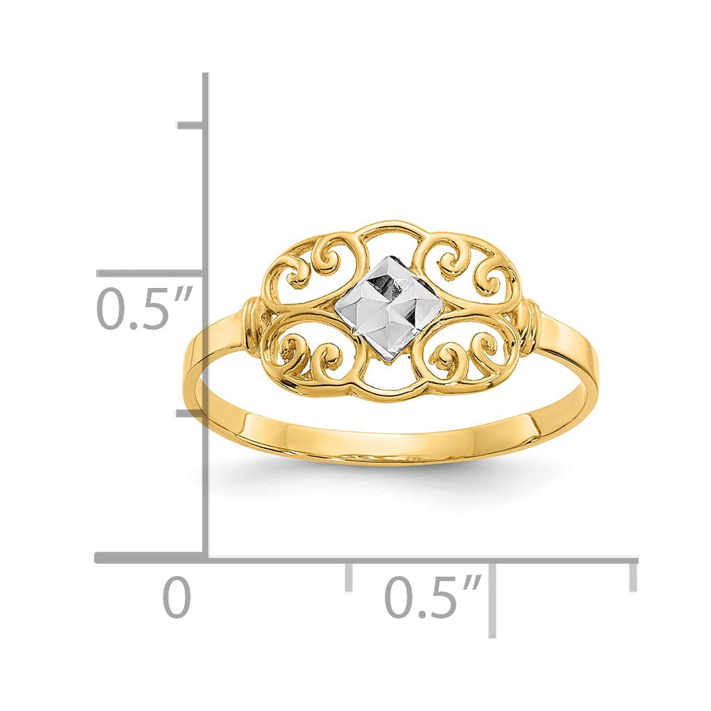 10K Yellow W/Rhodium 10K Filigree Ring