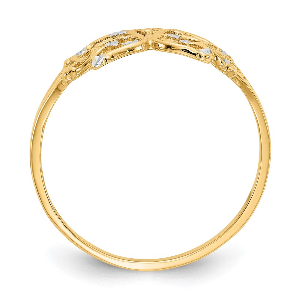 10K Yellow W/Rhodium W/ Rhodium Diamond-Cut Butterfly Ring
