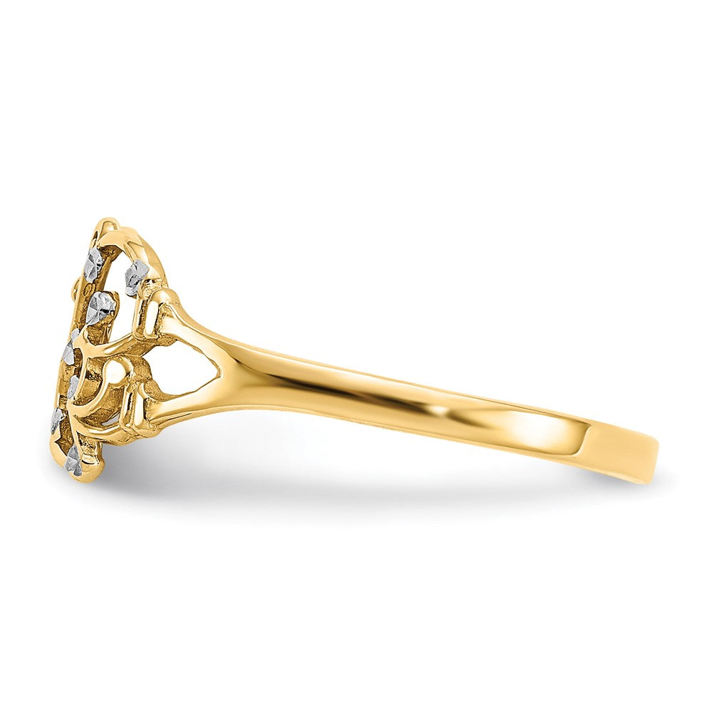 10K Yellow W/Rhodium W/ Rhodium Diamond-Cut Butterfly Ring