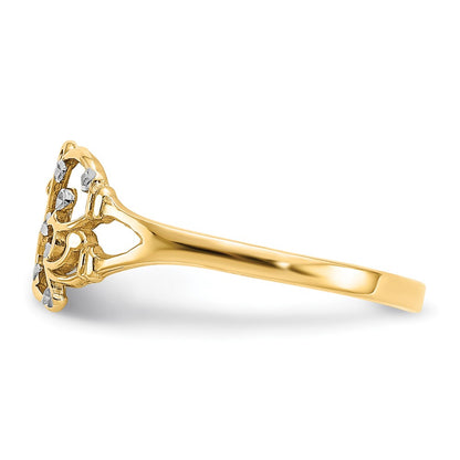 10K Yellow W/Rhodium W/ Rhodium Diamond-Cut Butterfly Ring