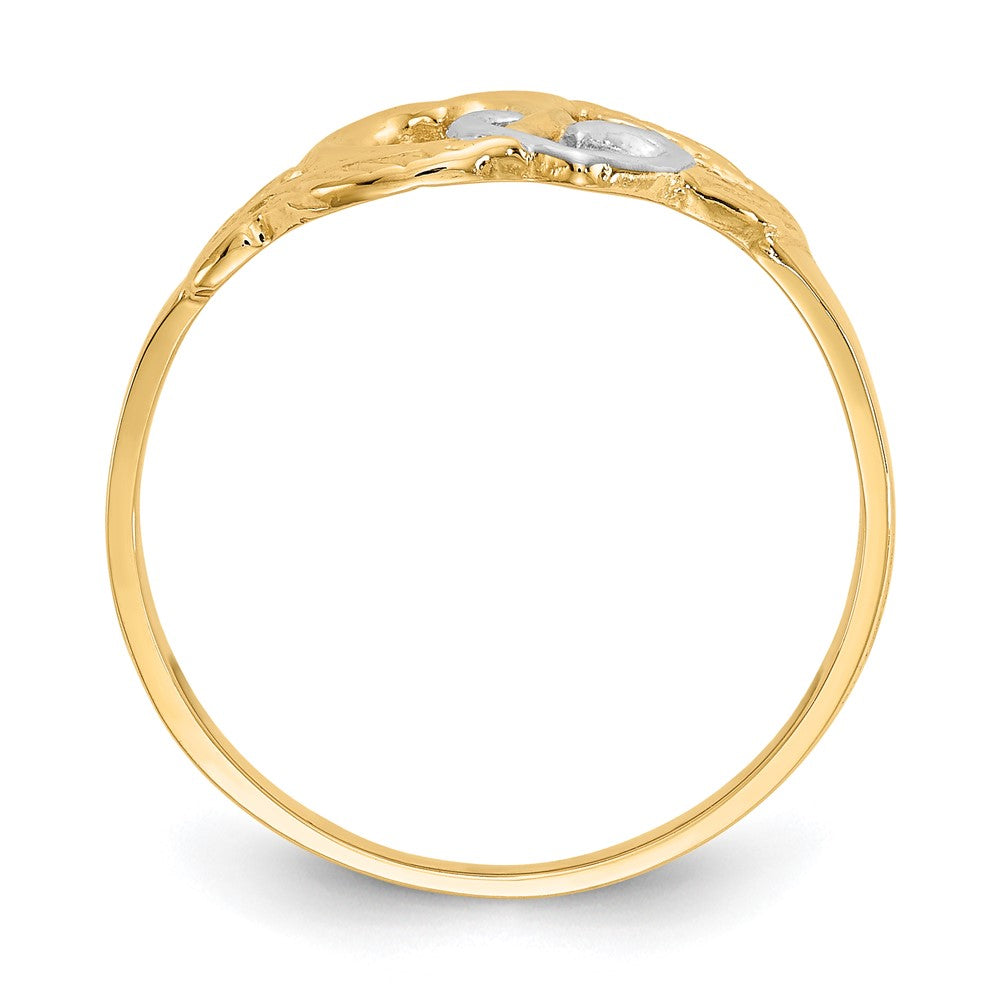 10K Yellow W/Rhodium 10K & White Rhodium Polished 2 Hearts Ring