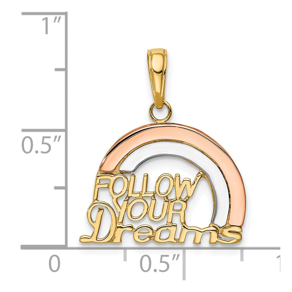 10K Two-Tone Y&Rose Gold W/Rhodium Follow Your Dreams Rainbow Pendant
