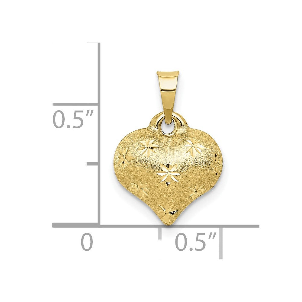 10K Yellow Gold 10K Polished & Satin D/C 3-D Puffed Heart Pendant