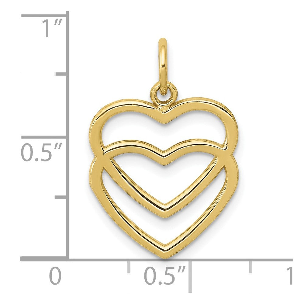 10K Yellow Gold 10K Polished Double Heart Pendant