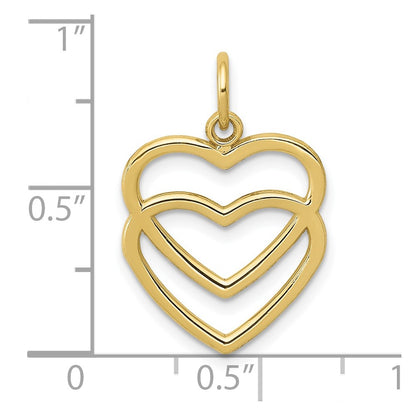 10K Yellow Gold 10K Polished Double Heart Pendant