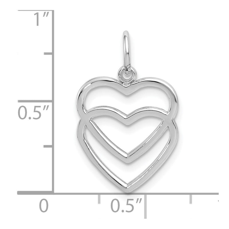 10K White Gold Wg Double Heart Charm