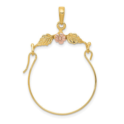 10K Two-Tone Leaves W/Flower Charm Holder