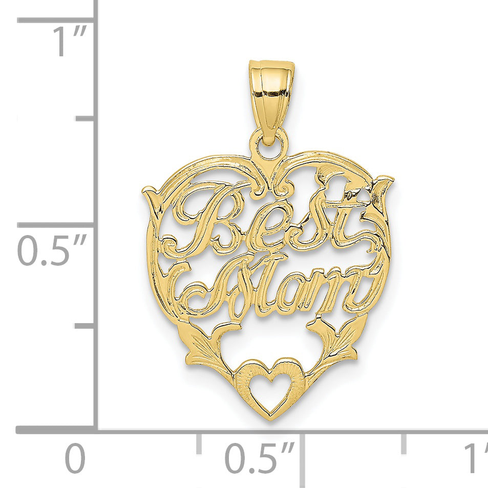 10K Yellow Gold Best Mom Heart Charm