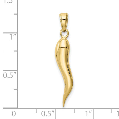 10K Yellow Gold 10K Large Italian Horn Pendant