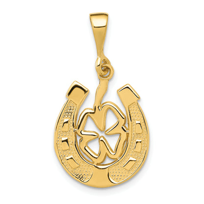 10K Yellow Gold Good Luck Clover Pendant