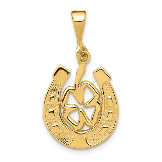 10K Yellow Gold Good Luck Clover Pendant