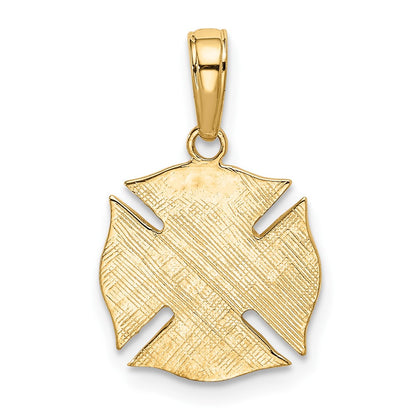 10K Yellow Gold Fire Dept Shield Pendant