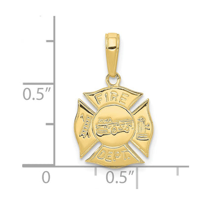 10K Yellow Gold Fire Dept Shield Pendant
