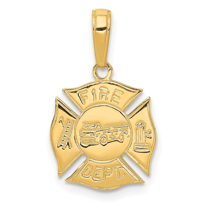 10K Yellow Gold Fire Dept Shield Pendant