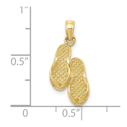 10K Yellow Gold 3D Flip Flops Pendant