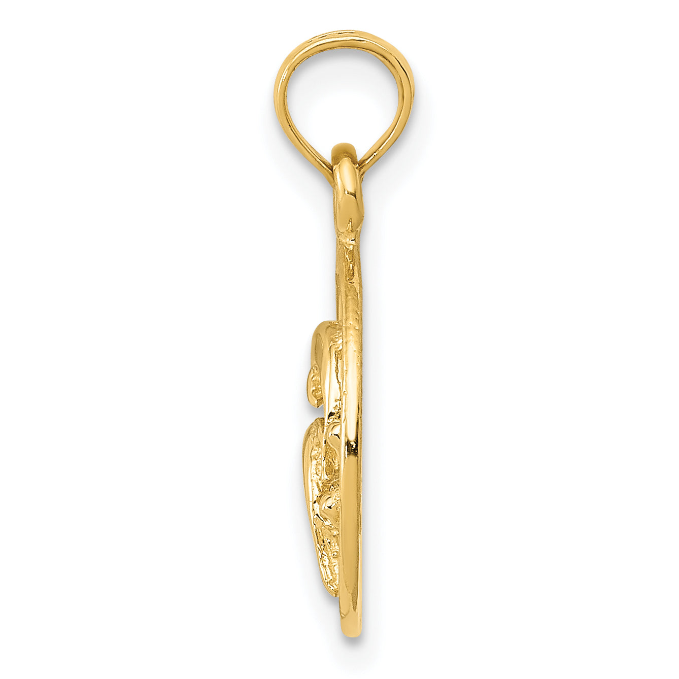 10K Yellow Gold 10K Double Dolphin Circle Pendant