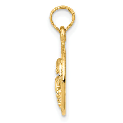 10K Yellow Gold 10K Double Dolphin Circle Pendant