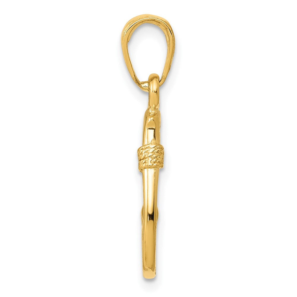 10K Yellow Gold 10K 3D Fish Hook Pendant