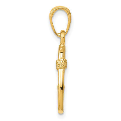 10K Yellow Gold 10K 3D Fish Hook Pendant