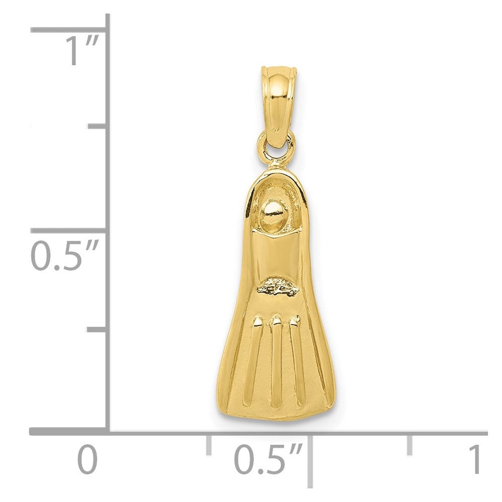 10K Yellow Gold 10K 3D Scuba Flipper Pendant