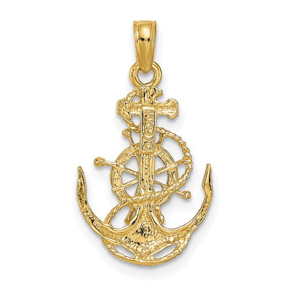 10K Yellow Gold Small Anchor W/Wheel Pendant