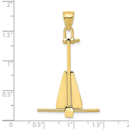 10K Yellow Gold 10K 3D Moveable Anchor Pendant