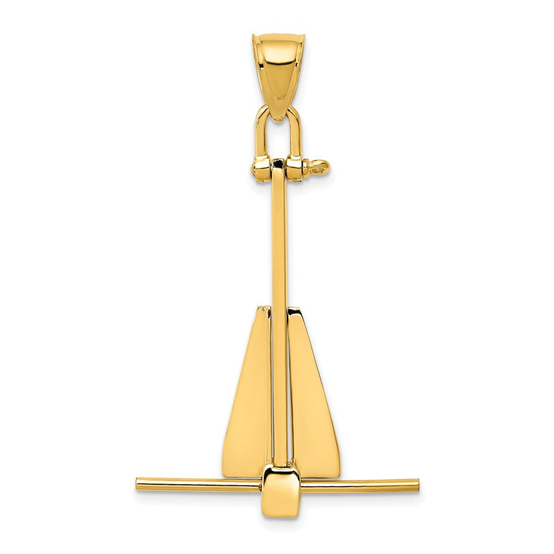 10K Yellow Gold 10K 3D Moveable Anchor Pendant