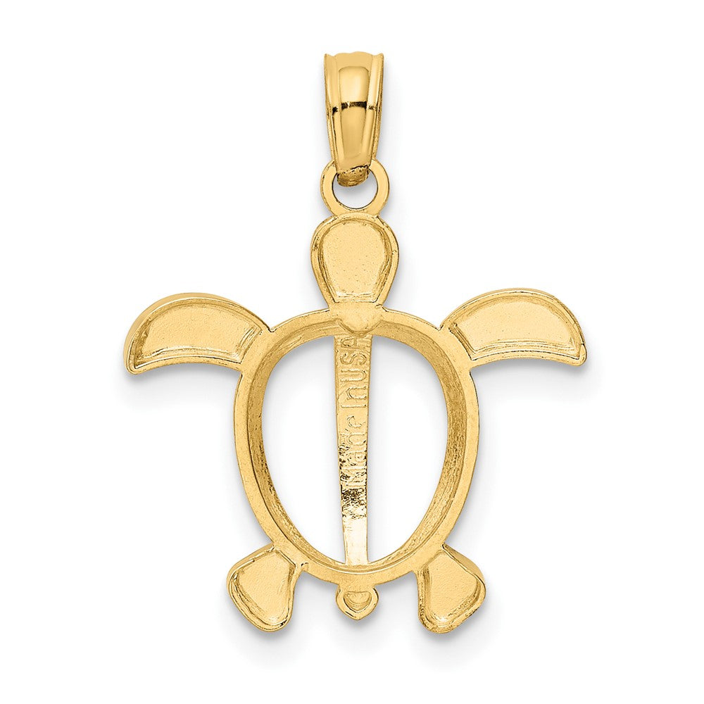 10K Yellow W/Rhodium 10K Turtle Pendant