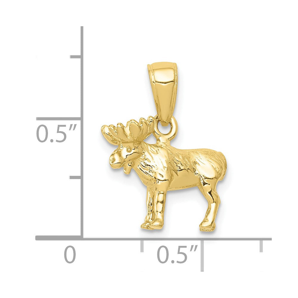 10K Yellow Gold 3-D Moose Pendant