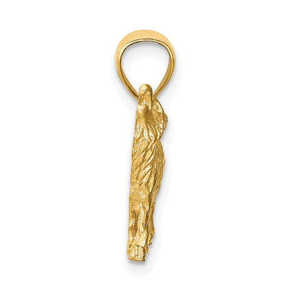10K Yellow Gold 10K Diamond-Cut Wolf Pendant