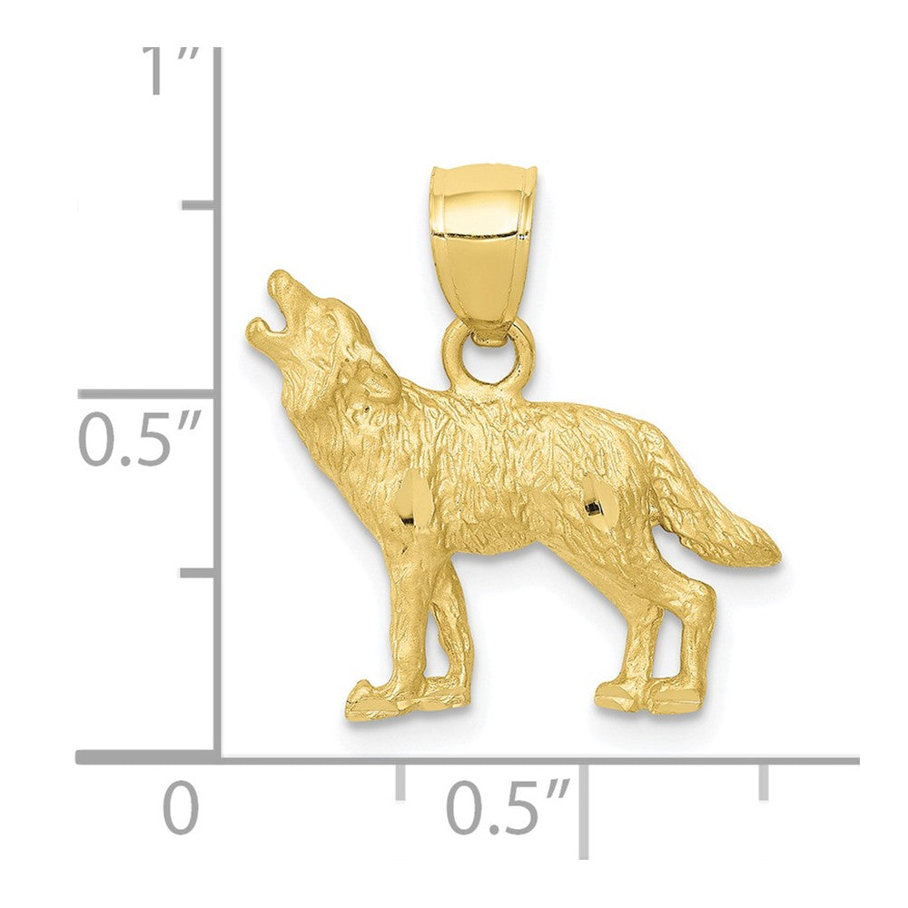 10K Yellow Gold 10K Diamond-Cut Wolf Pendant