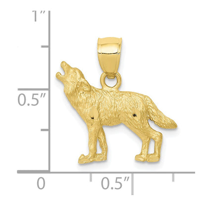 10K Yellow Gold 10K Diamond-Cut Wolf Pendant