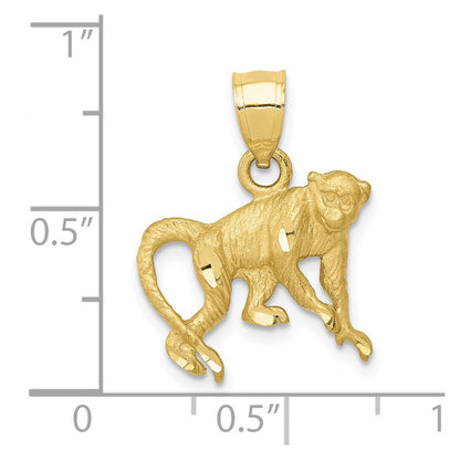 10K Yellow Gold 10K Diamond-Cut Monkey Pendant