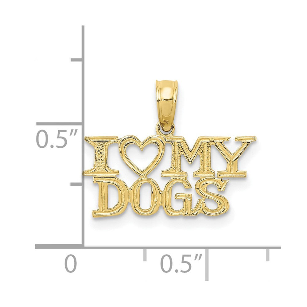 10K Yellow Gold 10K I Heart My Dogs Pendant