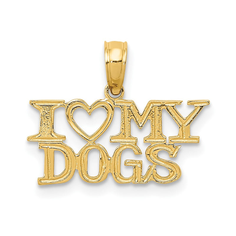 10K Yellow Gold 10K I Heart My Dogs Pendant