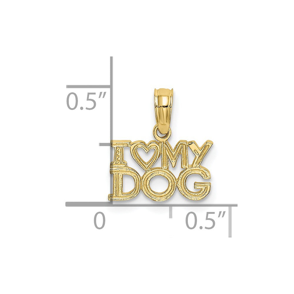 10K Yellow Gold I Heart My Dog Charm