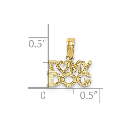 10K Yellow Gold I Heart My Dog Charm