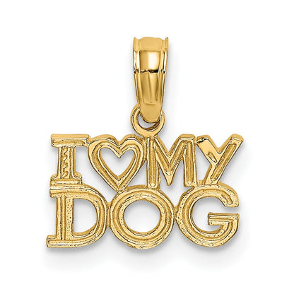 10K Yellow Gold I Heart My Dog Charm