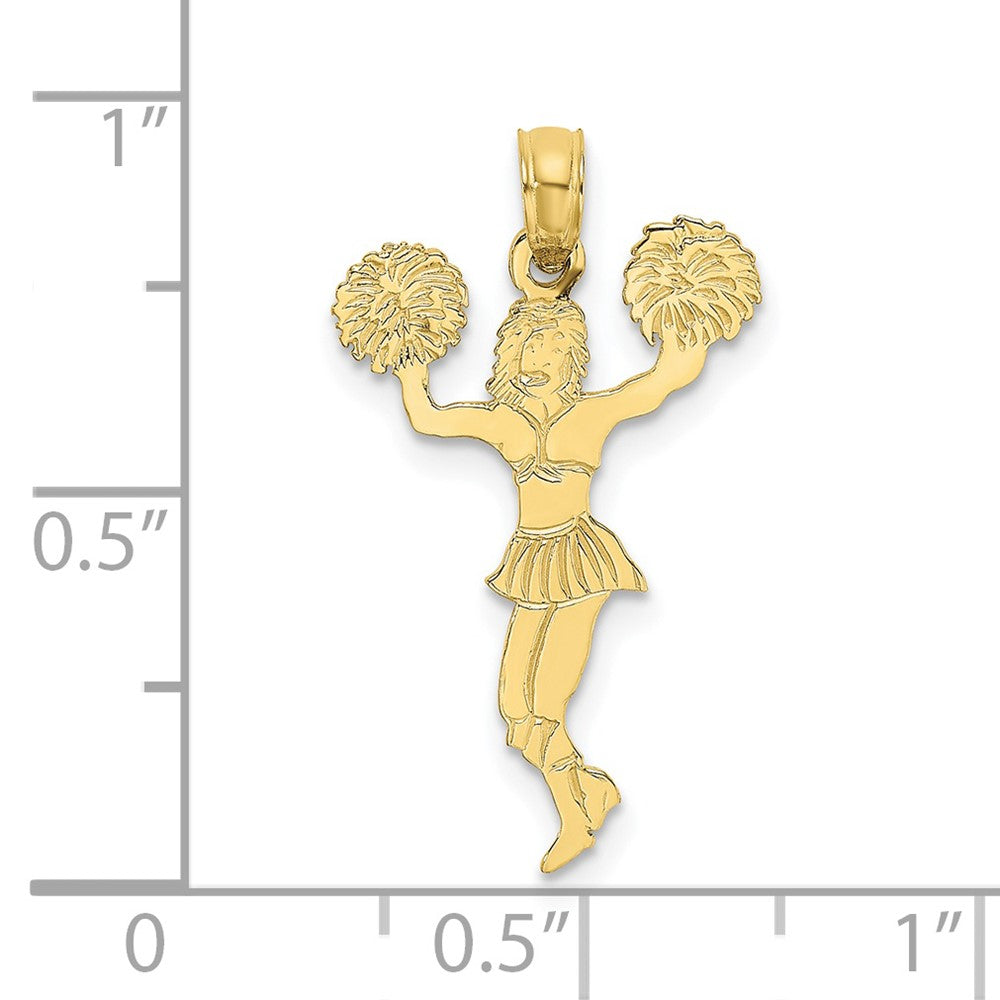 10K Yellow Gold 10K Cheerleader With Pom-Poms Pendant