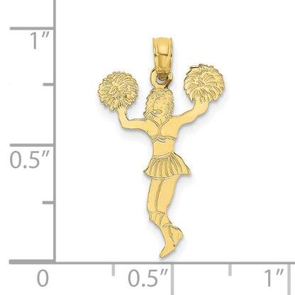 10K Yellow Gold 10K Cheerleader With Pom-Poms Pendant