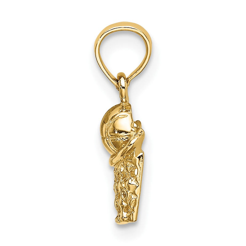 10K Yellow Gold Basketball W/Net Charm