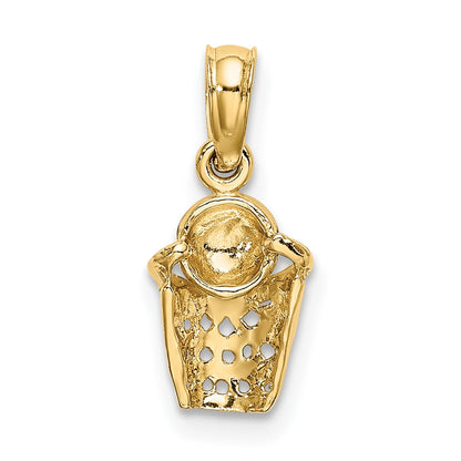 10K Yellow Gold Basketball W/Net Charm
