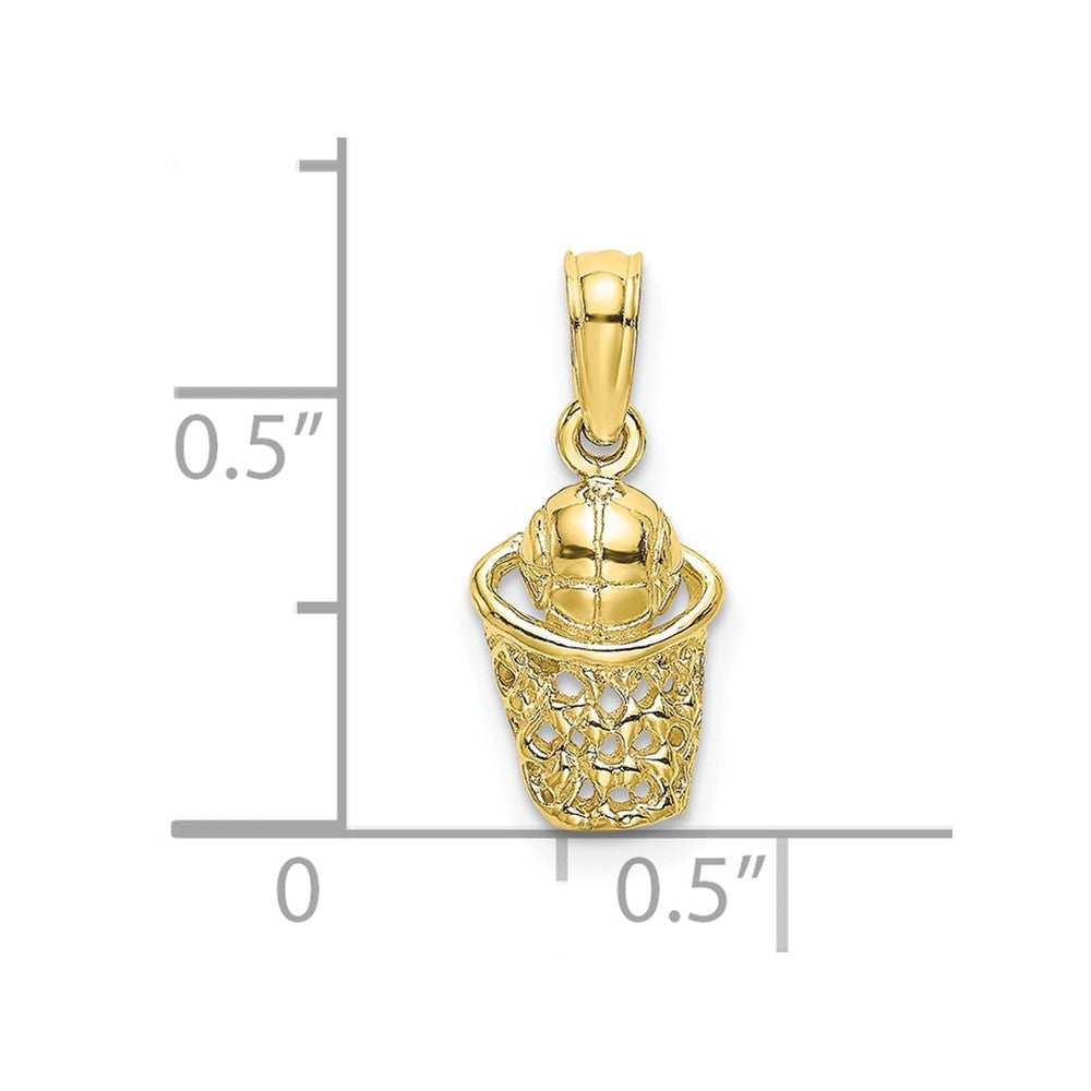 10K Yellow Gold Basketball W/Net Charm